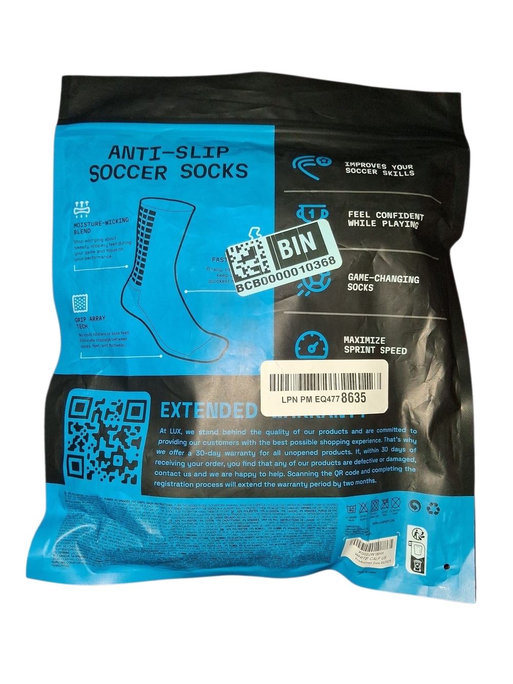 Lux Soccer Grip Calf Socks - Blue/Black - Picture 2 of 2
